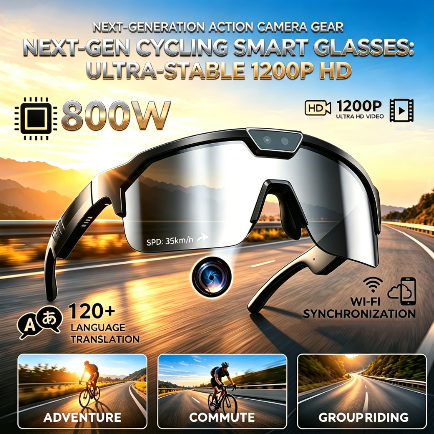 Photography Japanese - 2026 Bisiklet Gözlüğü, 800W HD Kamera,